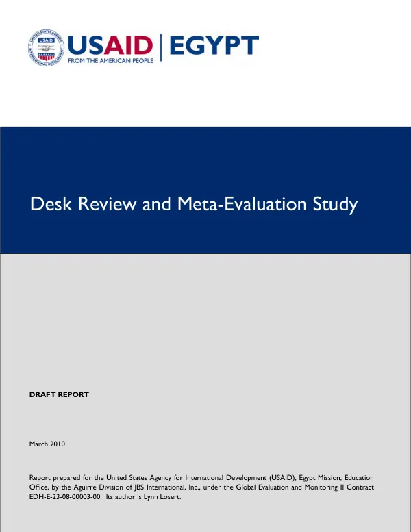Desk review and meta-evaluation study