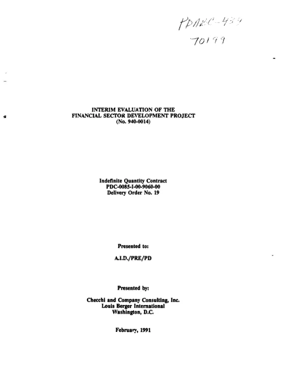 Interim evaluation of the financial sector development project (no. 940-0014)