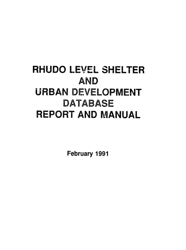 RHUDO level shelter and urban development database report and manual