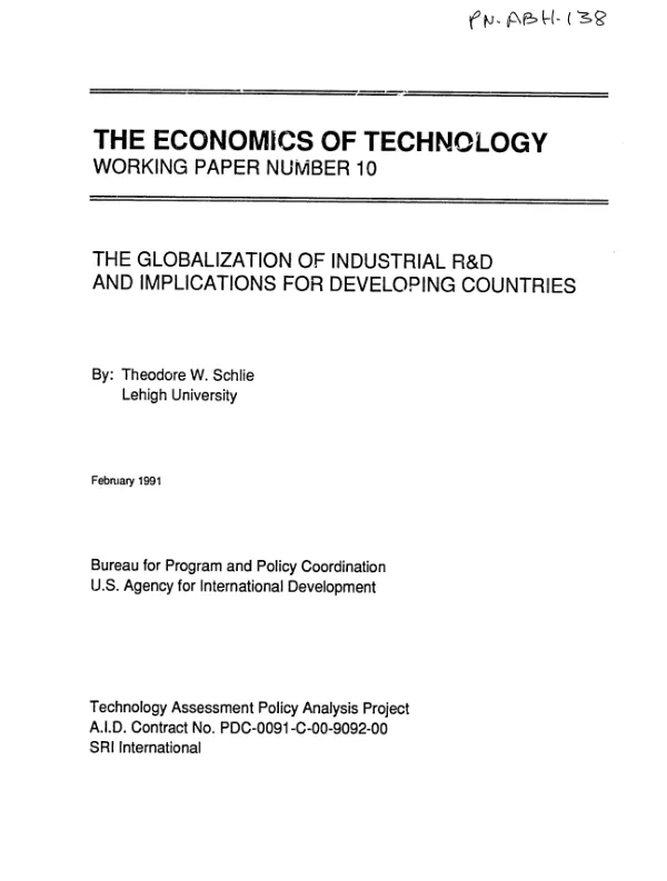 Globalization of industrial R&D and implications for developing countries