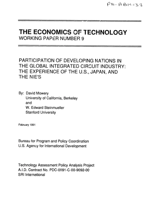 Participation of developing nations in the global integrated circuit industry : the experience of the US, Japan, and the NIE"s