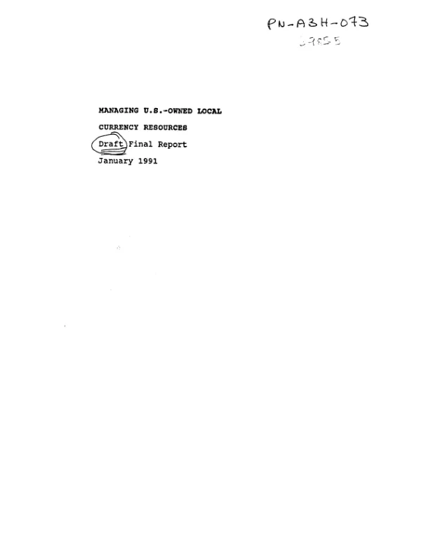 Managing US-owned local currency resources : a literature review