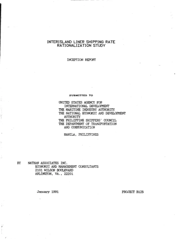 Interisland liner shipping rate rationalization study : inception report