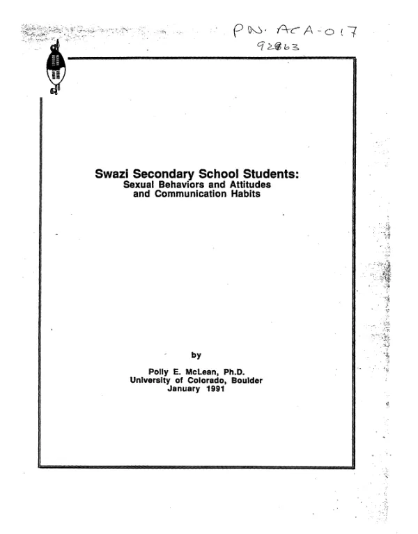 Swazi secondary school students : sexual behaviors and attitudes and communication habits