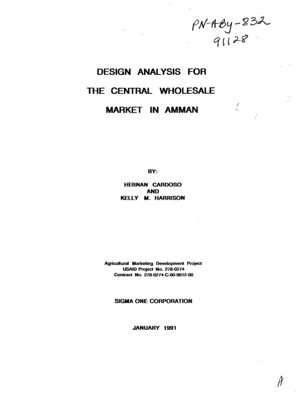 Design analysis for the central wholesale market in Amman