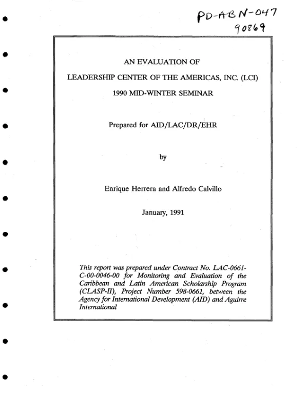 Evaluation of Leadership Center of the Americas, Inc. (LCI) : 1990 mid-winter seminar