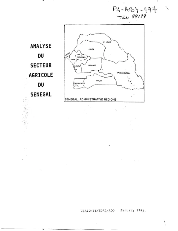 Analyse du secteur agricole du Senegal