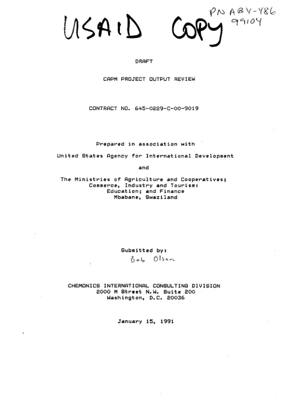 CAPM [commercial production and marketing] project output review