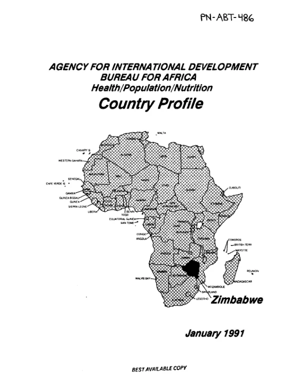 Agency for International Development, Bureau for Africa, Health/Population/Nutrition : country profile