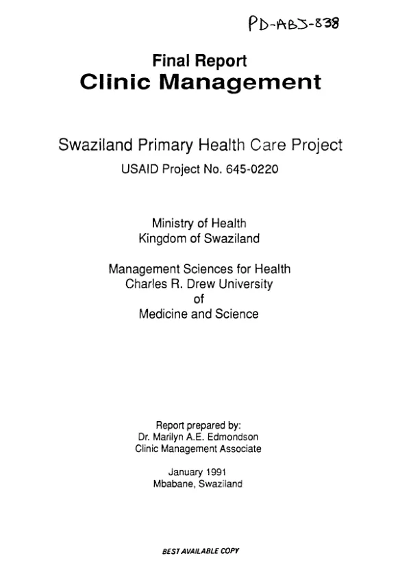 Final report : clinic management