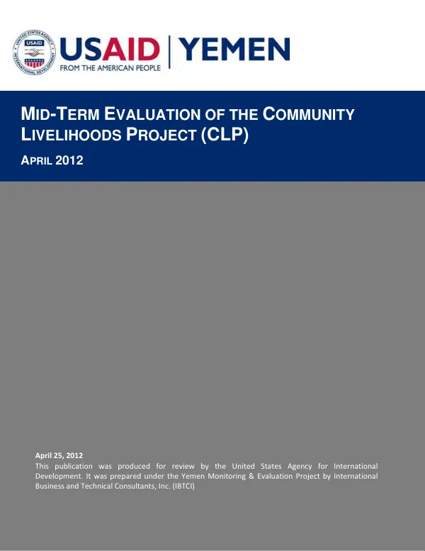 Mid-term evaluation of the community livelihoods project (CLP)