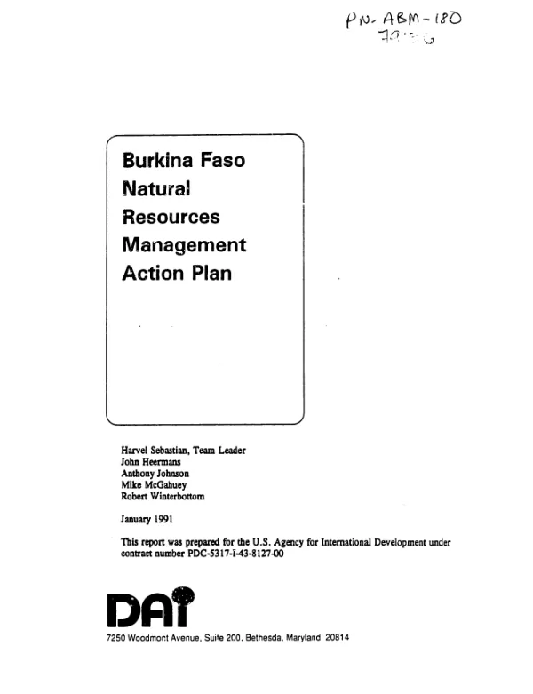 Burkina Faso natural resources management action plan