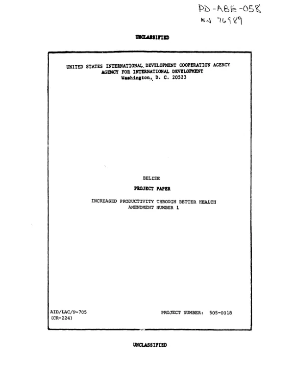 Increased productivity through better health : amendment no. 1
