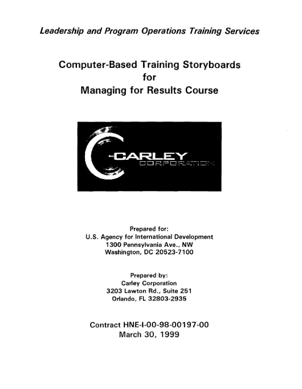 Computer-based training storyboards for managing for results course