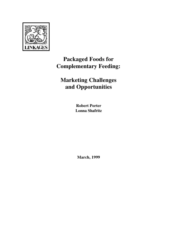 Packaged foods for complementary feeding : marketing challenges and opportunities