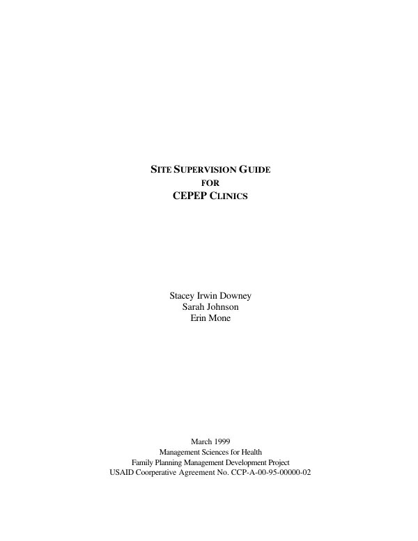 Site supervision guide for CEPEP [Centro Paraguayo de Estudios de Poblacion] clinics