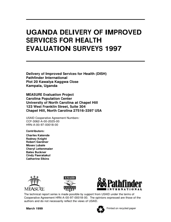 Uganda delivery of improved services for health -- evaluation surveys 1997