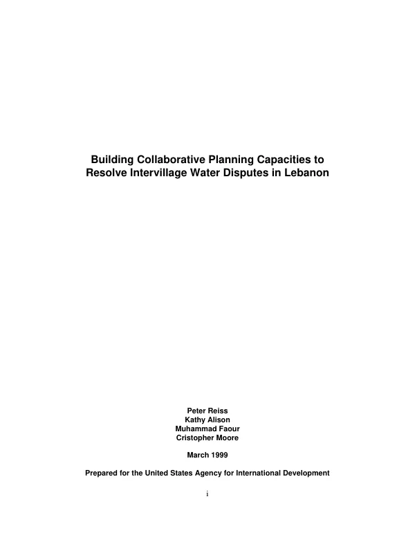 Building collaborative planning capacities to resolve intervillage water disputes in Lebanon