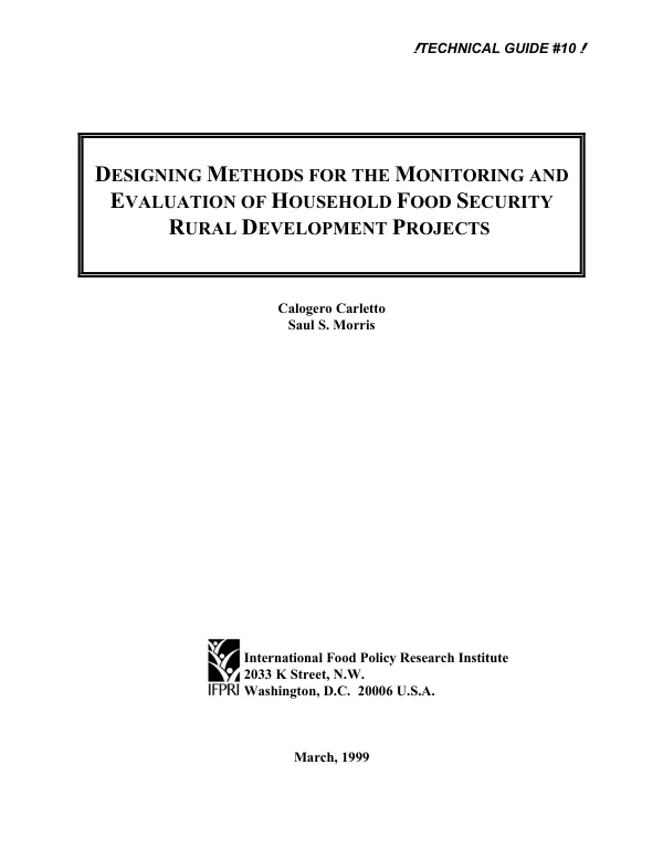 Designing methods for the monitoring and evaluation of household food security rural development projects