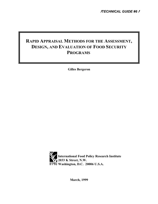 Rapid appraisal methods for the assessment, design, and evaluation of food security programs