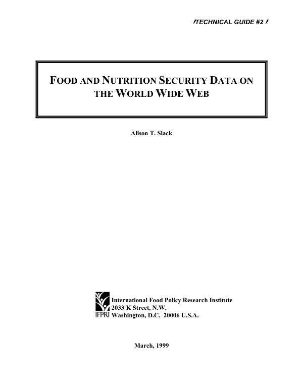 Food and nutrition security data on the World Wide Web