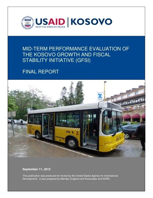 Mid-term performance evaluation of the Kosovo growth and fiscal stability initiative (GFSI) : final report