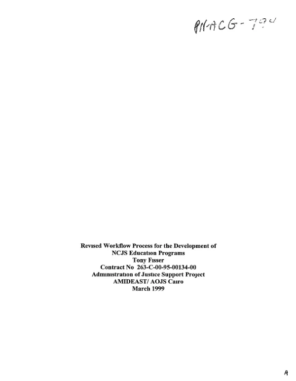 Phase II revised workflow process for the development of NCJS [National Center for Judicial Studies] education programs (1999)