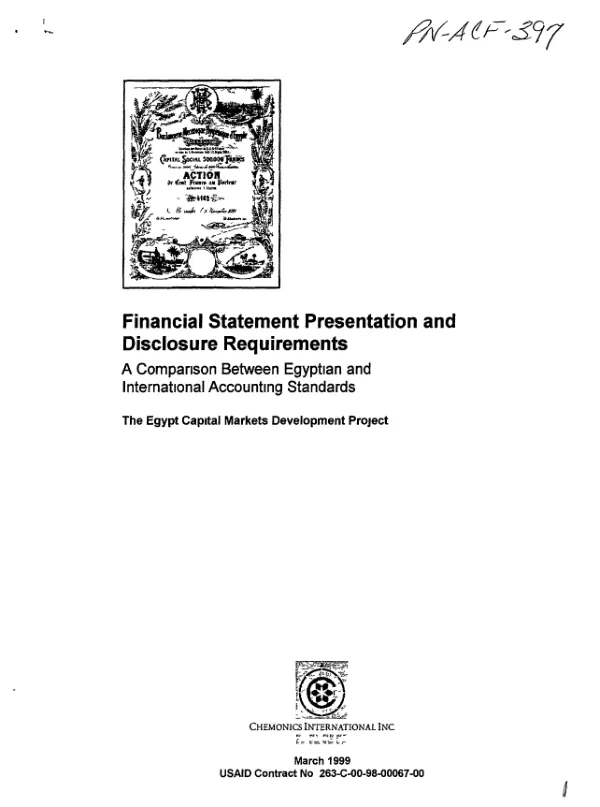 Financial statement presentation and disclosure requirements : a comparison between Egyptian and international accounting standards
