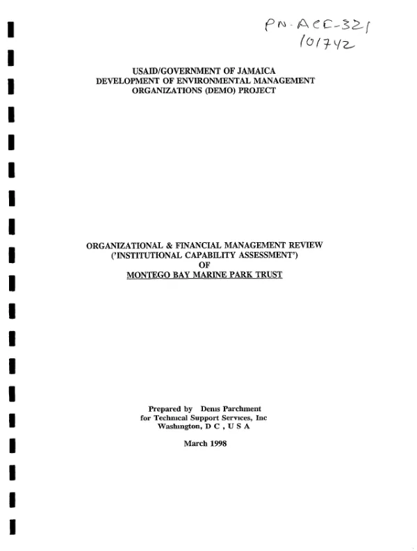 Organizational & financial management review ("institutional capability assessment") of Montego Bay Marine Park Trust