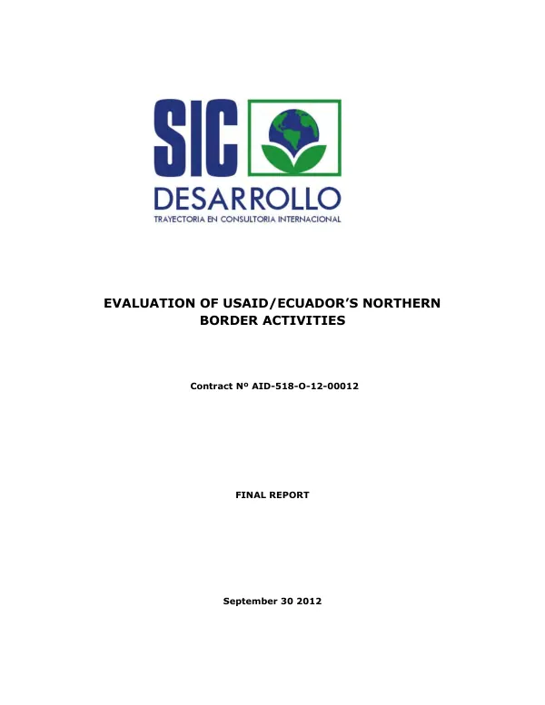 Evaluation of USAID/Ecuador's Northern Border activities