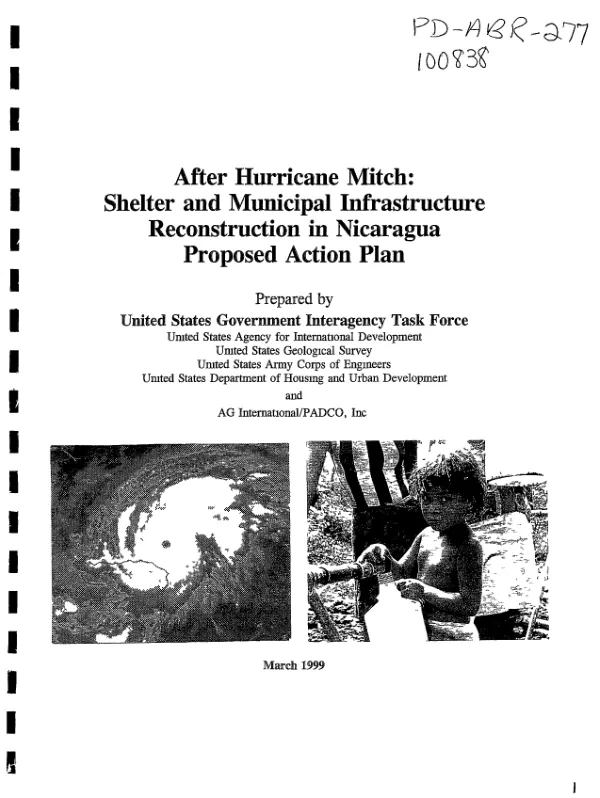 After Hurricane Mitch : shelter and municipal infrastructure reconstruction in Nicaragua -- proposed action plan
