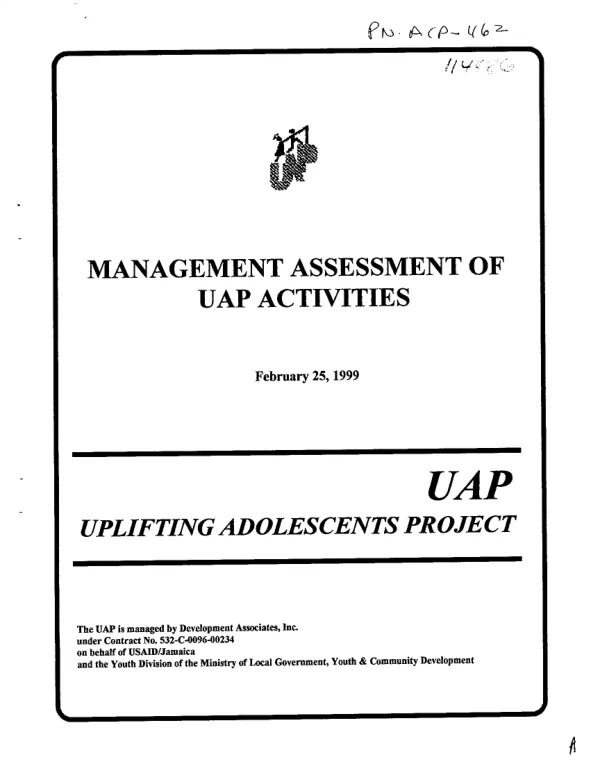 Management assessment of UAP [uplifting adolescents project] activities