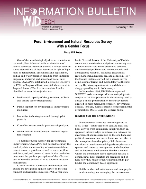 Peru : environment and natural resource survey with a gender focus