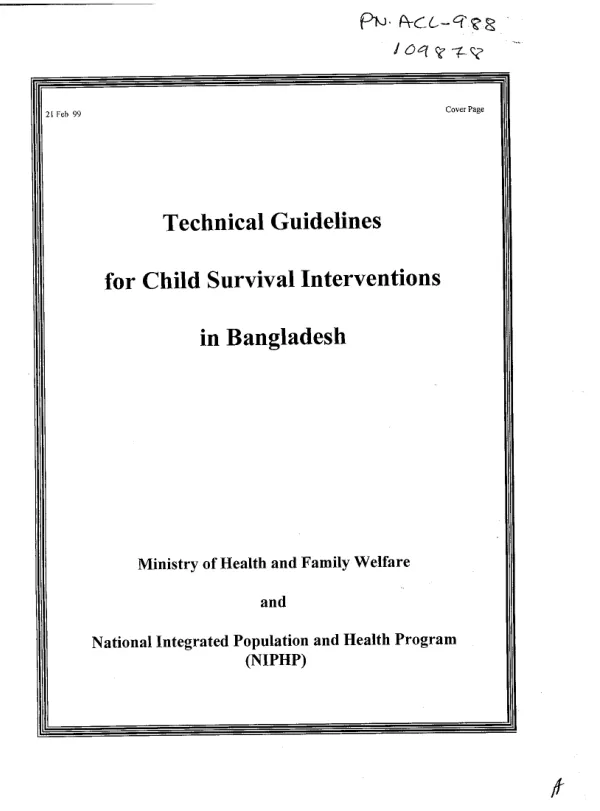 Technical guidelines for child survival interventions in Bangladesh
