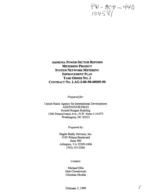 Armenia power sector reform metering project system network metering improvement plan