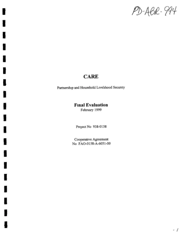 Partnership and household livelihood security : final evaluation