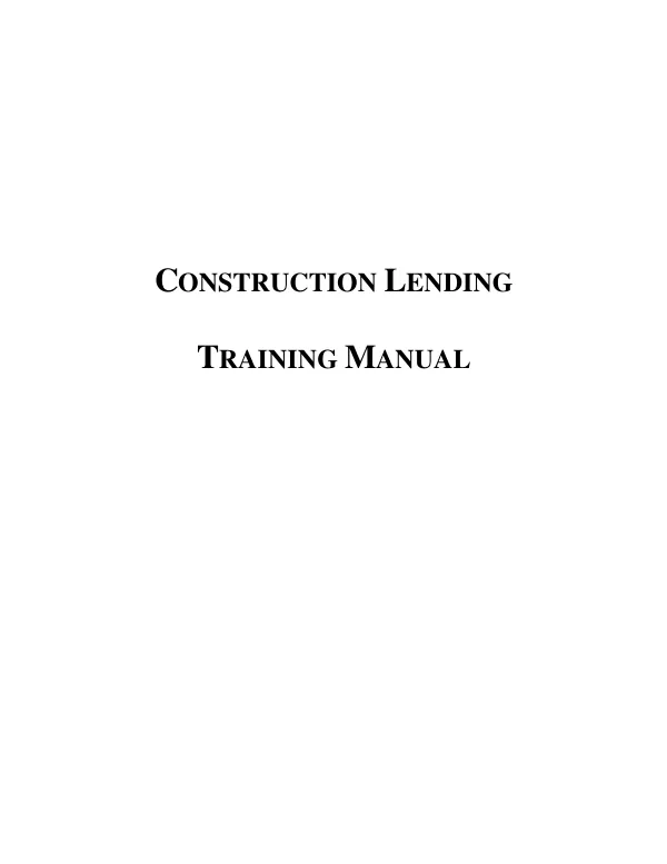 Construction lending : training manual
