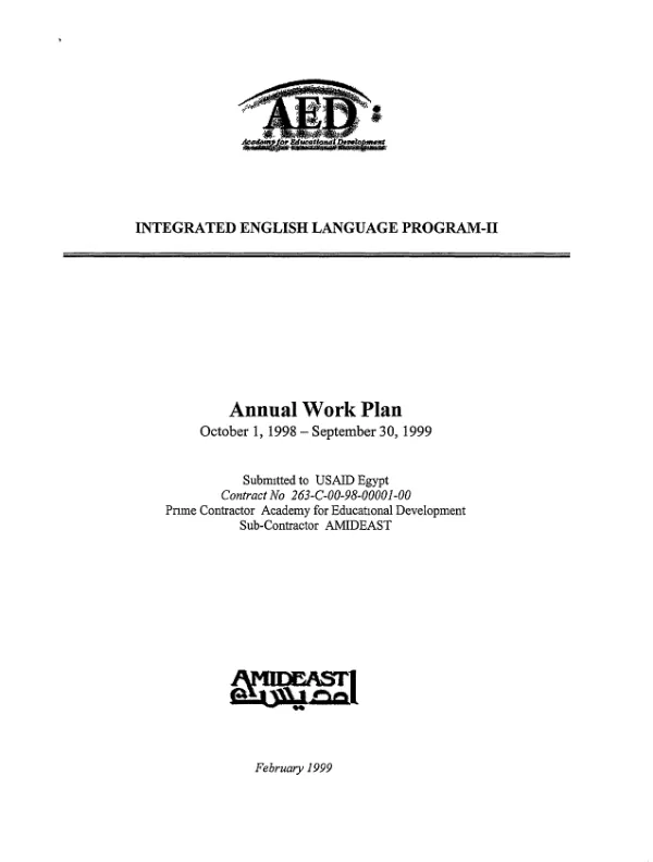 Integrated English language program II : annual work plan, October 1, 1998-September 30, 1999