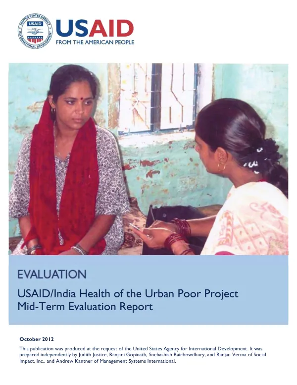 USAID/India health of the urban poor : mid-term evaluation report