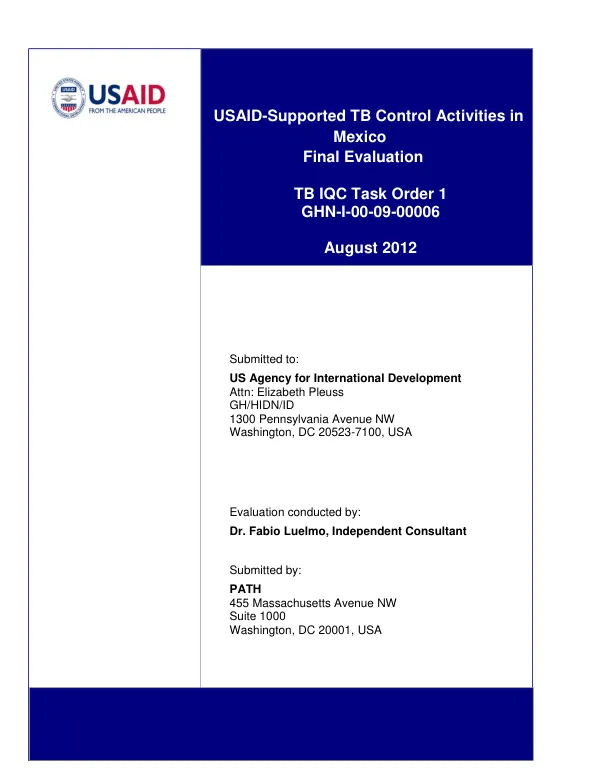 USAID-supported TB control activities in Mexico : final evaluation
