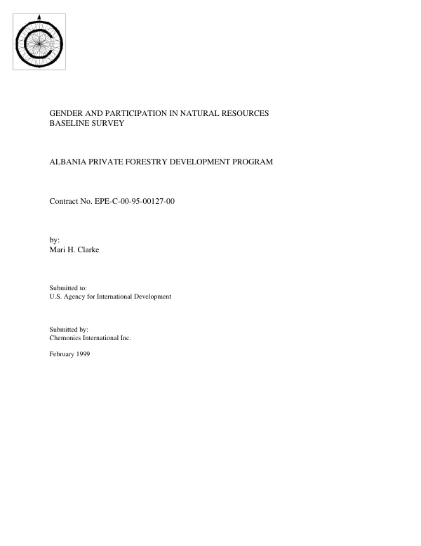 Gender and participation in natural resources baseline survey : Albania private forestry development program