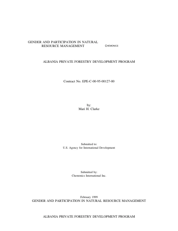 Gender and participation in natural resource management : Albania private forestry development program