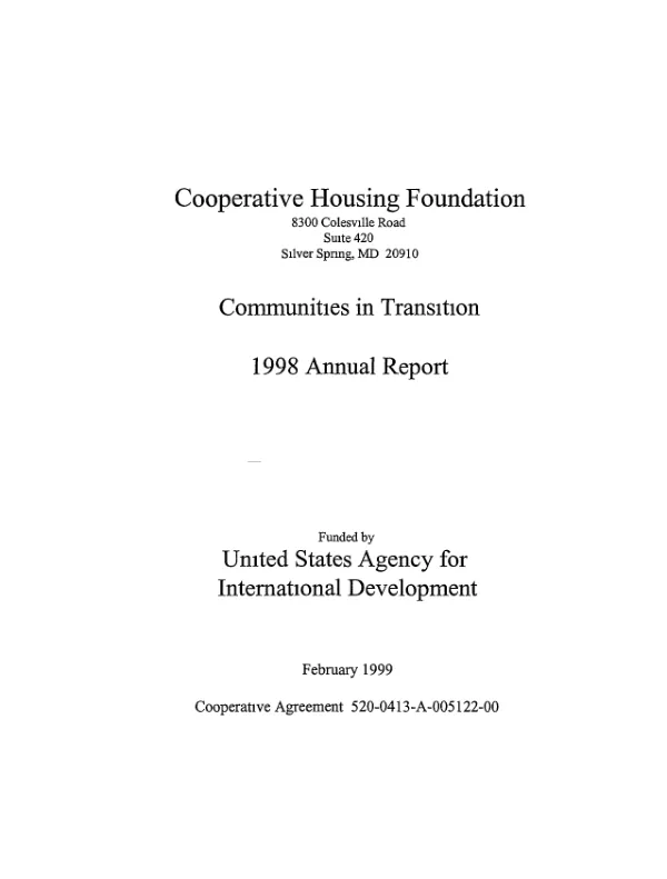 Cooperative Housing Foundation : communities in transition -- 1998 annual report