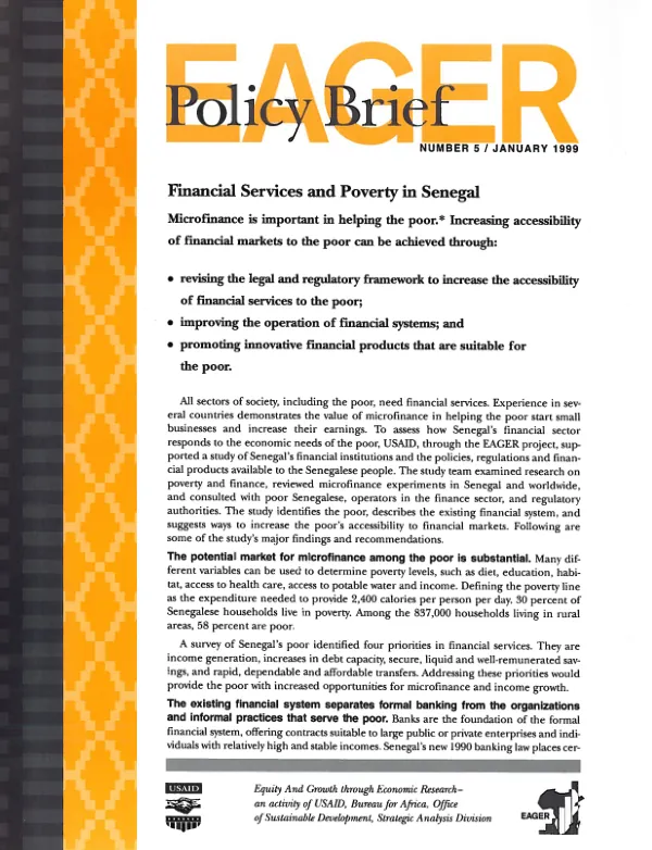 Financial services and poverty in Senegal