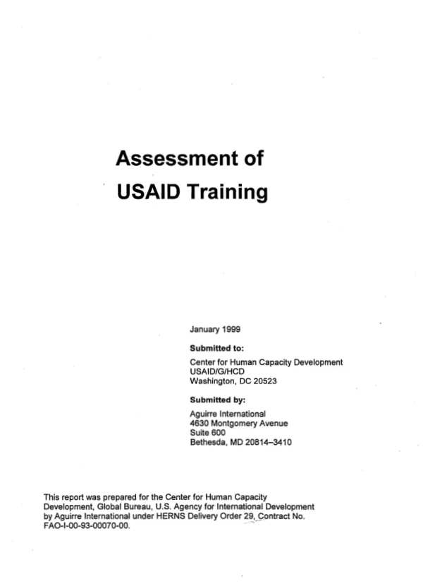 Assessment of USAID training