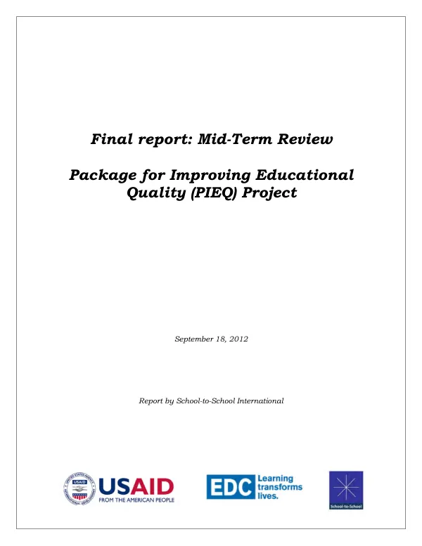 Final report : mid-term review : package for improving educational quality (PIEQ) project