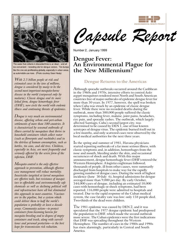 Dengue fever : an environmental plague for the new millennium?