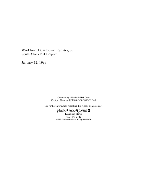 Workforce development strategies : South Africa field report