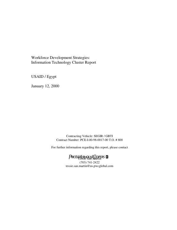 Workforce development strategies : information technology cluster report