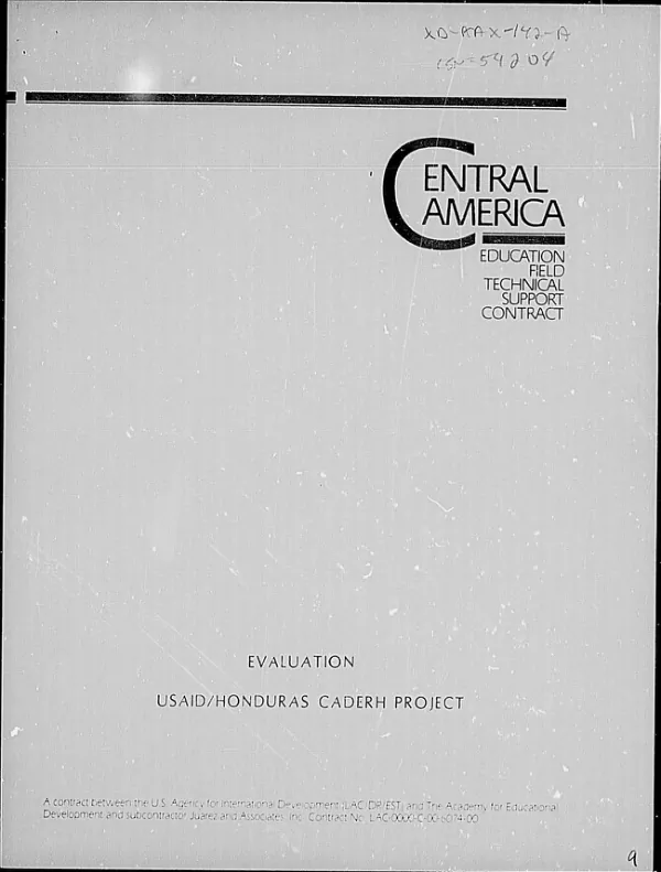 Evaluation : USAID/Honduras CADERH project